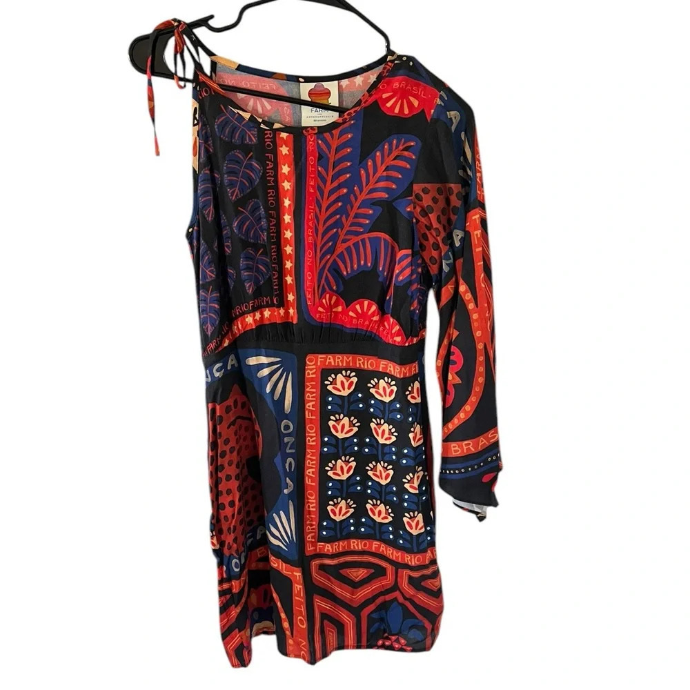 Farm Rio Anthropologie NEW One Shoulder Mini Dress - Picture 9 of 9